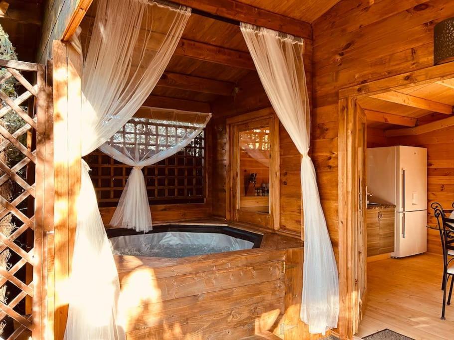 Chalet Bois Jacuzzi Bessan Buitenkant foto